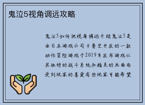 鬼泣5视角调远攻略
